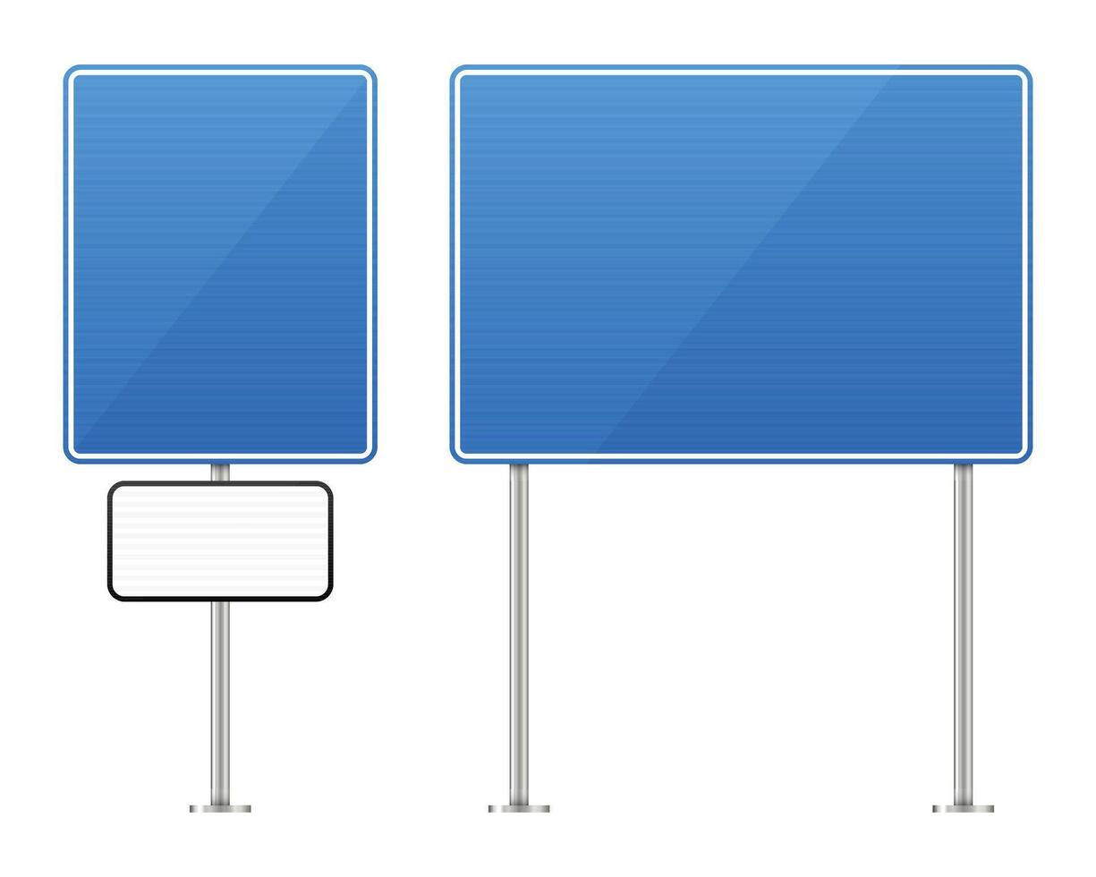 Blank blue road signs for customization vector