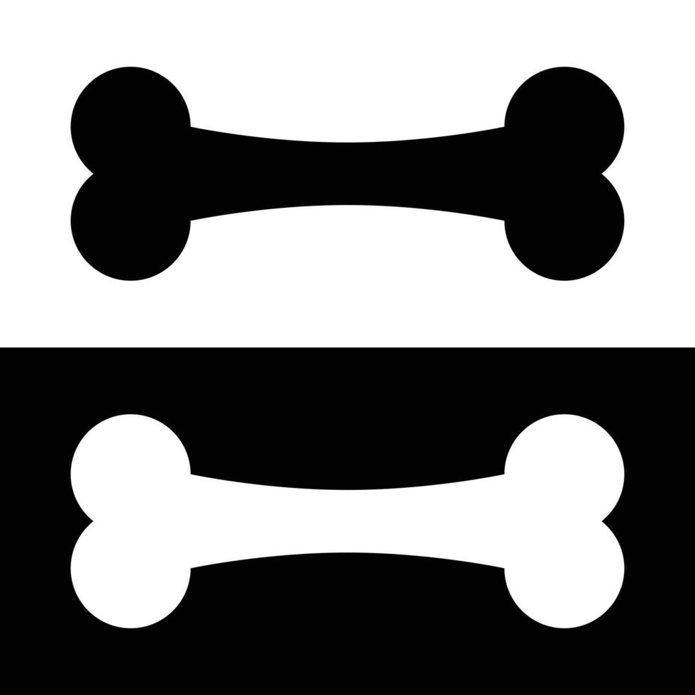 Two stylized dog bone images are displayed. The top bone is black on a white background, while the bottom is white on a black backdrop, creating a contrasting effect. vector
