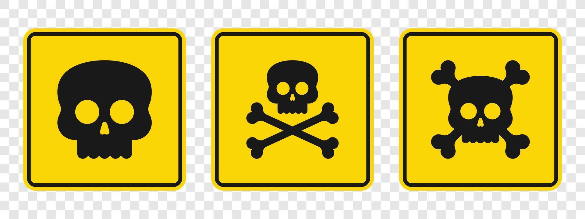 Skull and crossbones hazard signs vector