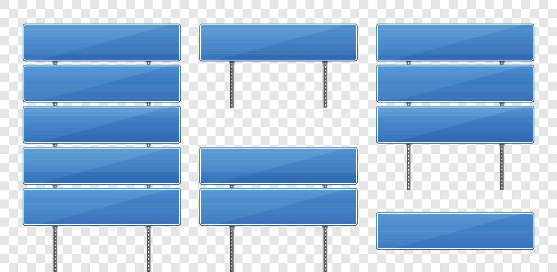 Blank blue road signs collection vector