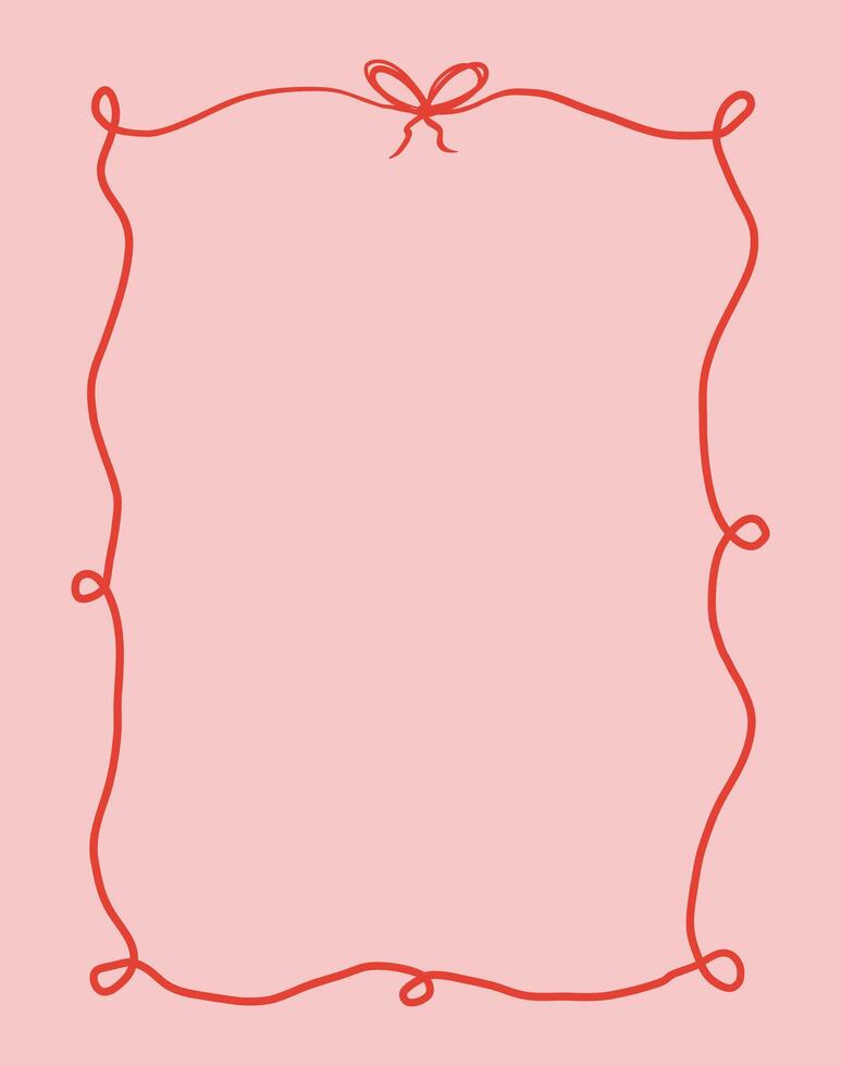 A red frame with a bow on it vector
