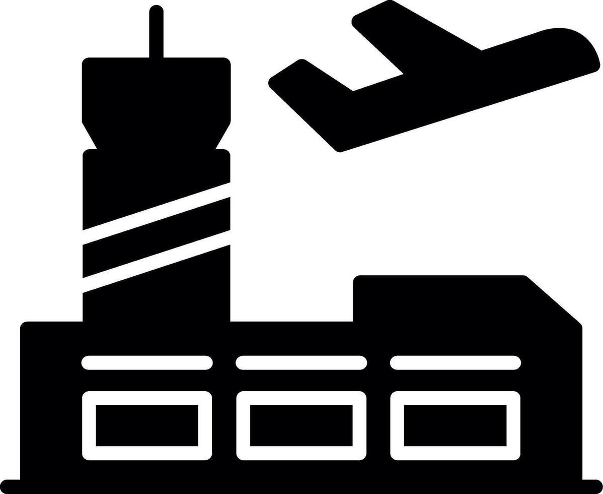 Modern Airport Terminal Building Glyph vector