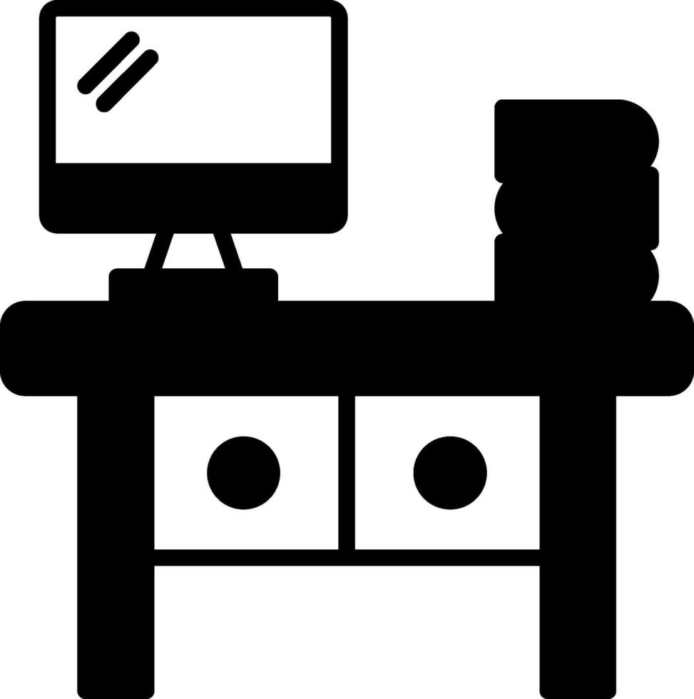 Ergonomic Office Desk Glyph vector