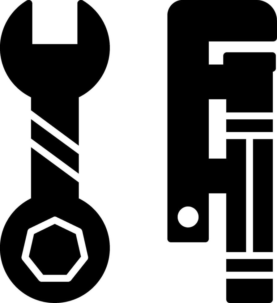 Heavy Pipe Wrench Tool Glyph vector