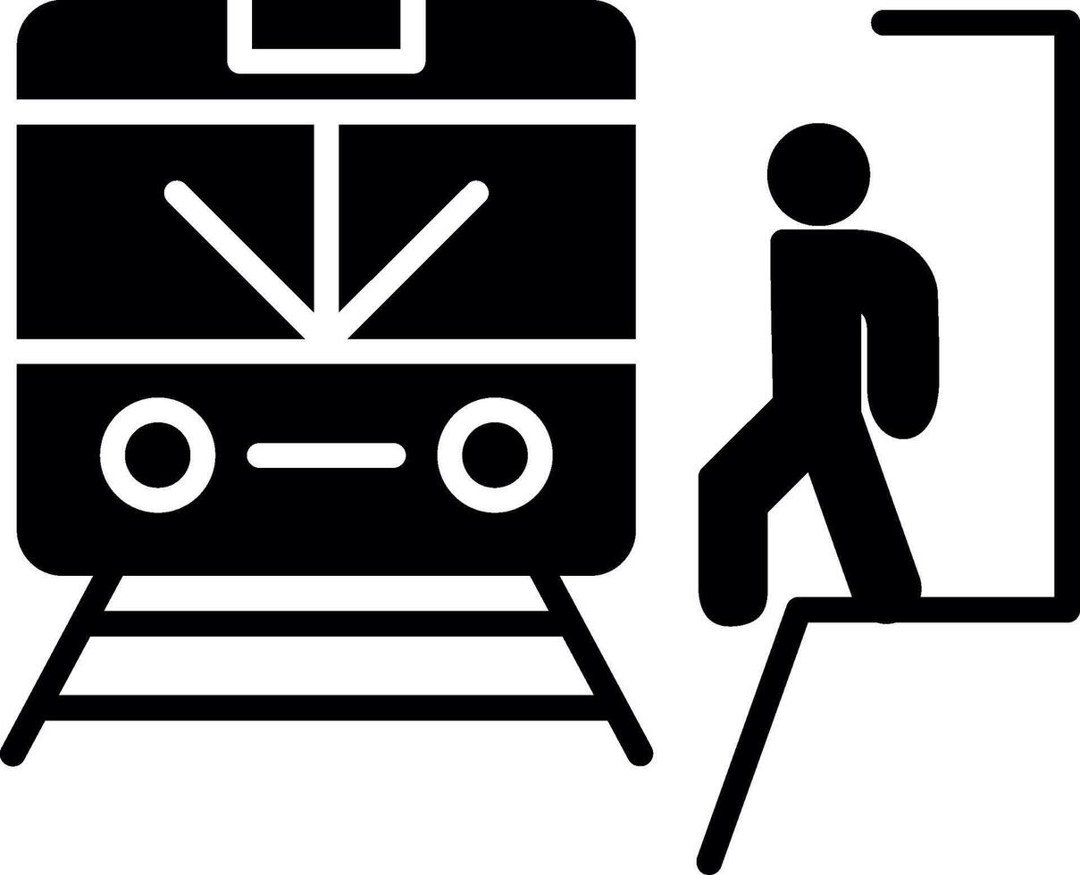 Urban Subway Station Entrance Glyph vector