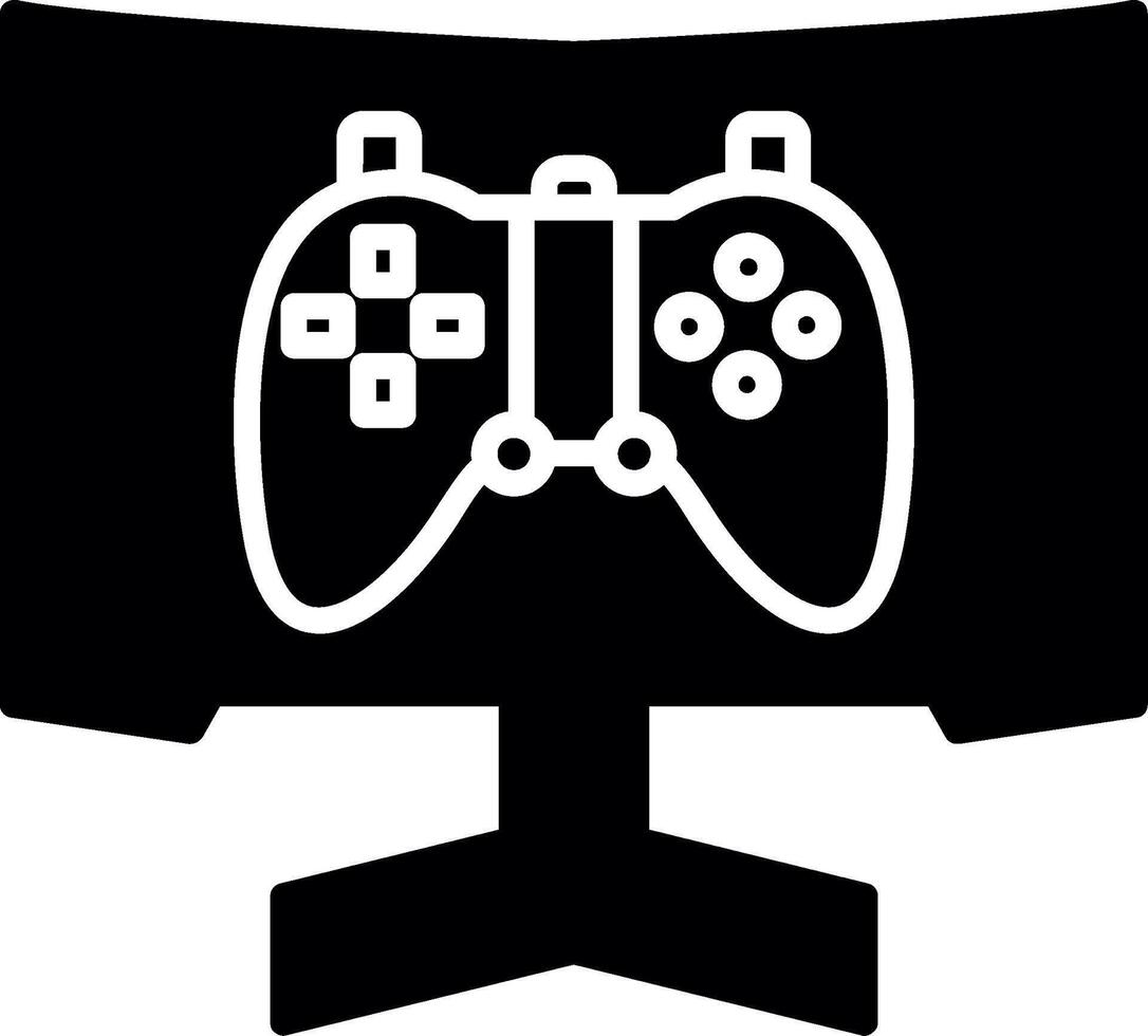 Desktop PC Gaming Setup Glyph vector