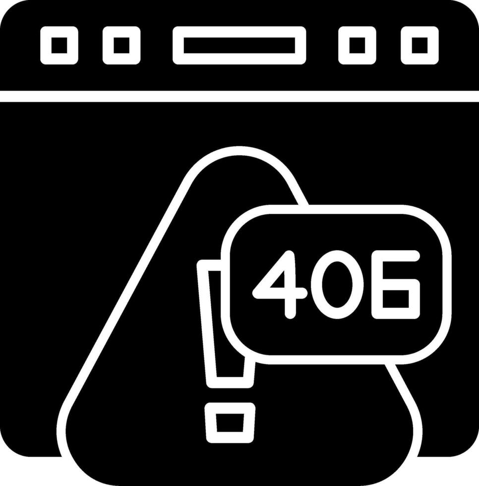 Error 406 Not Acceptable Response Glyph vector