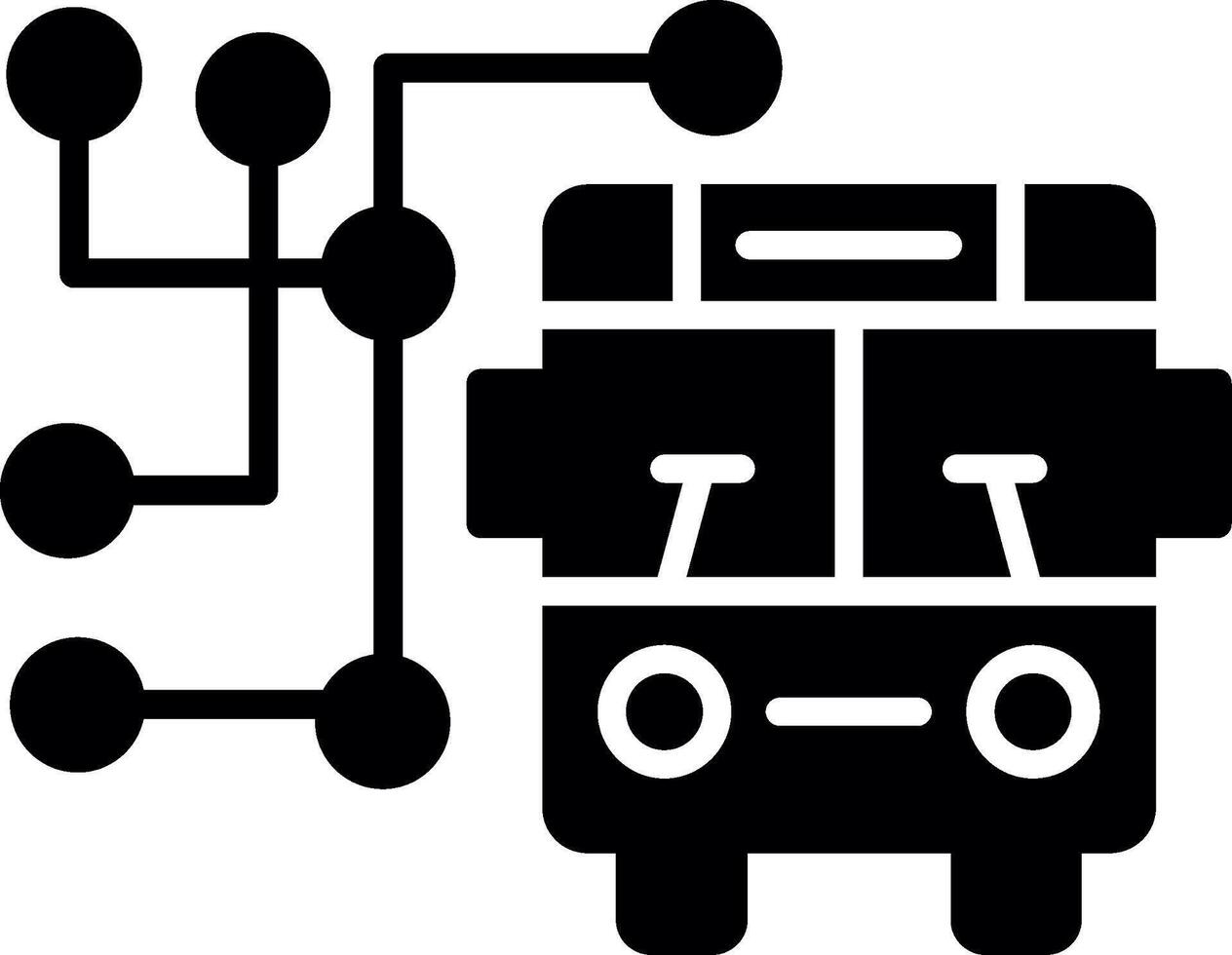 Detailed Bus Route Map Glyph vector