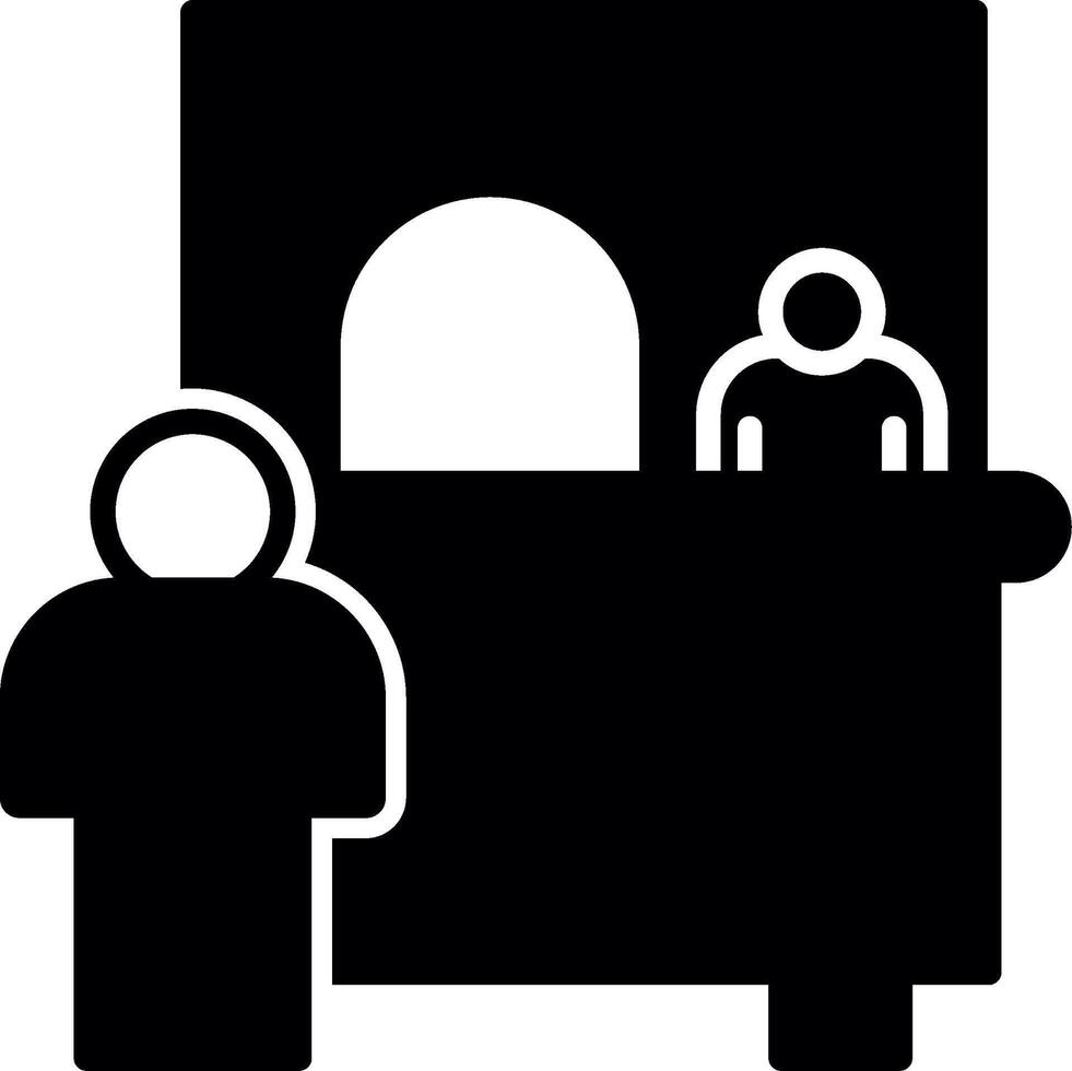 Airline Ticket Booking Counter Glyph vector