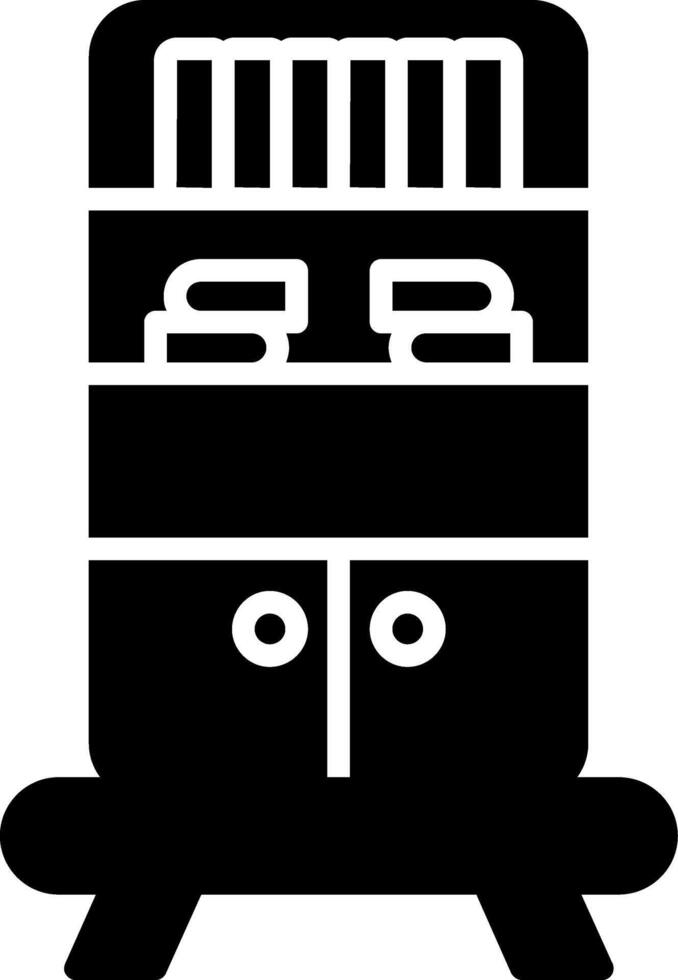 Tall Wooden Bookshelf Glyph vector
