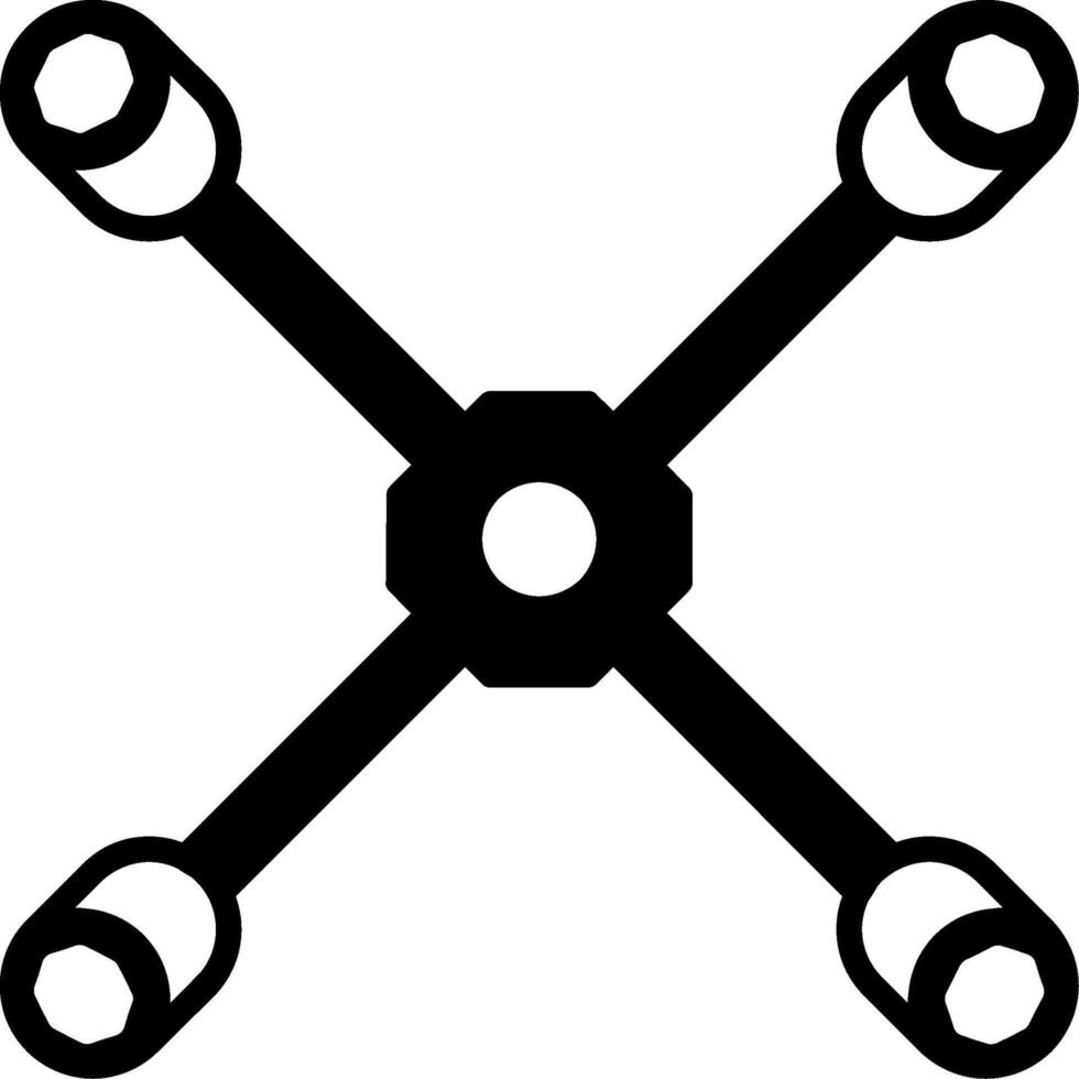 Cross Style Lug Wrench Glyph vector