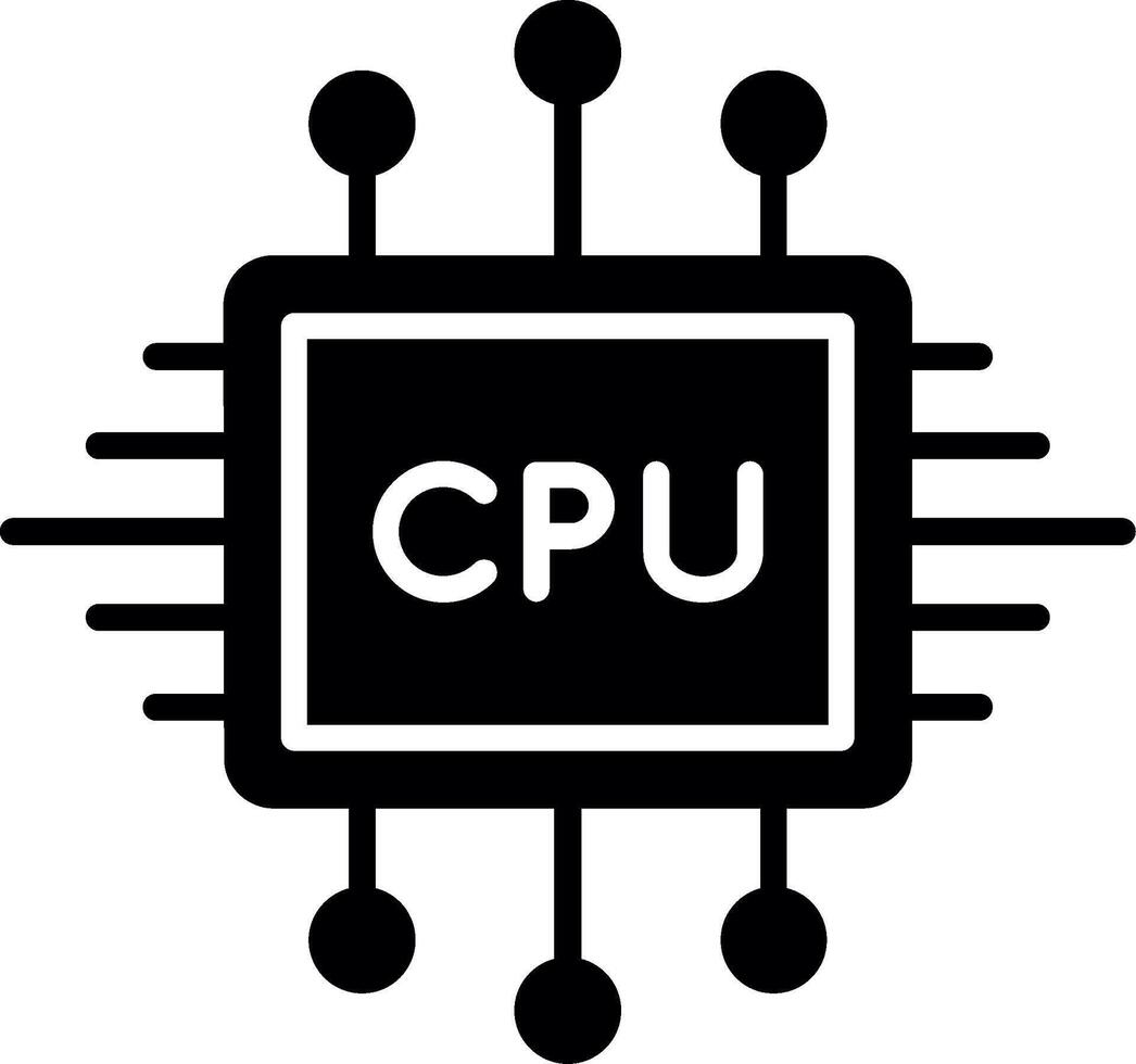 Multicore Gaming CPU Processor Glyph vector