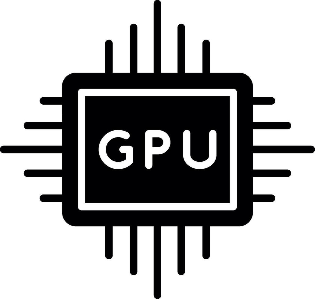 High End Graphics GPU Card Glyph vector