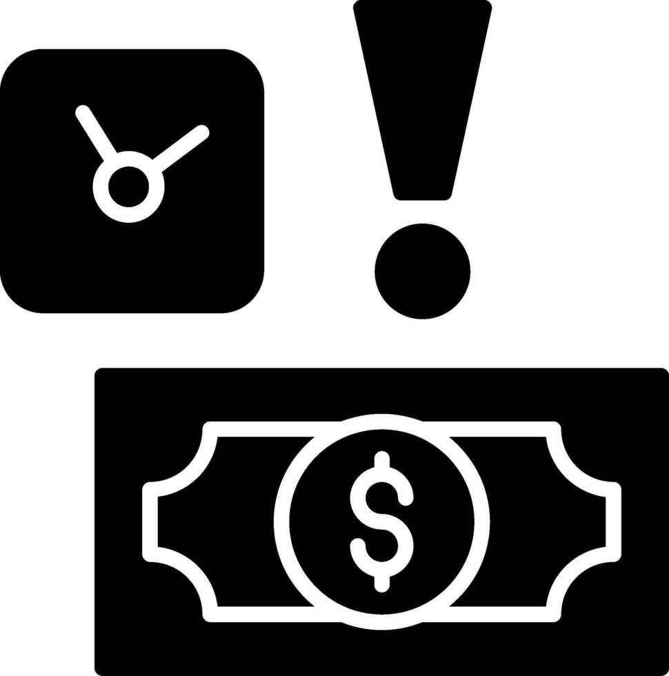 Late Payment Penalty Alert Glyph vector