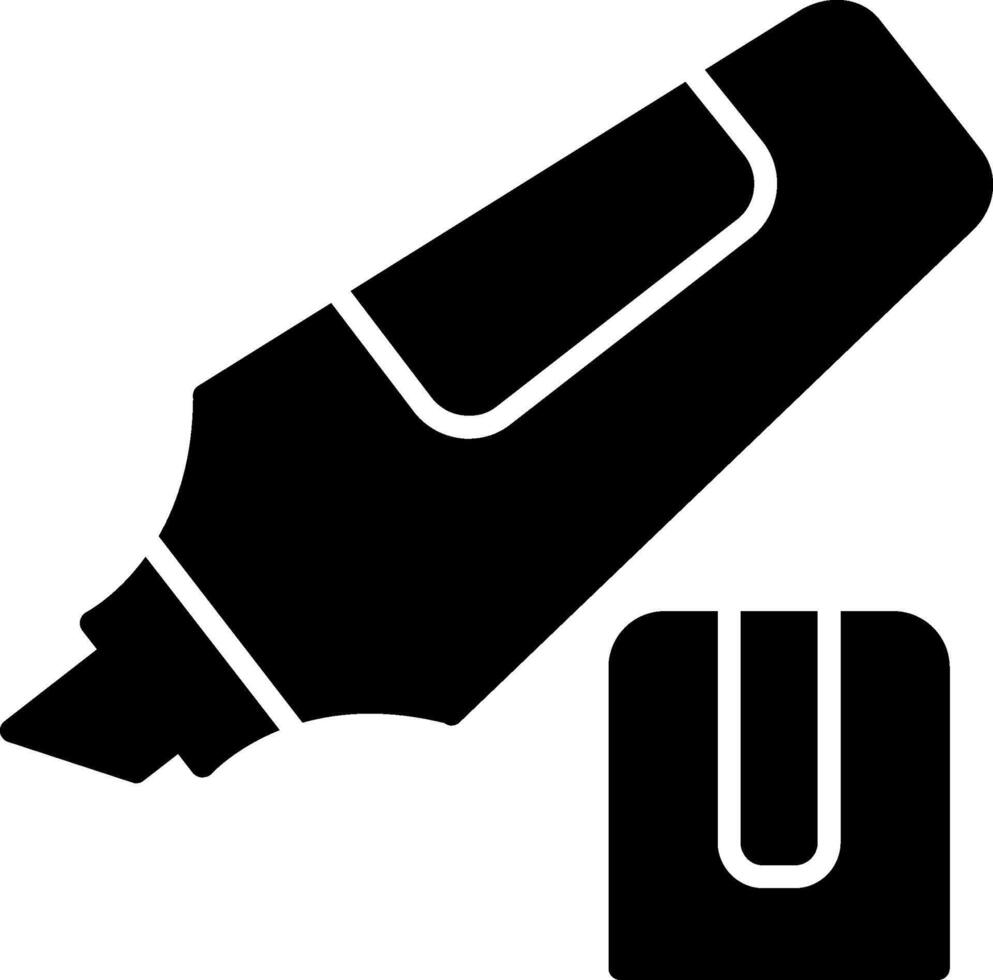 Fluorescent Highlighter Pen Glyph vector