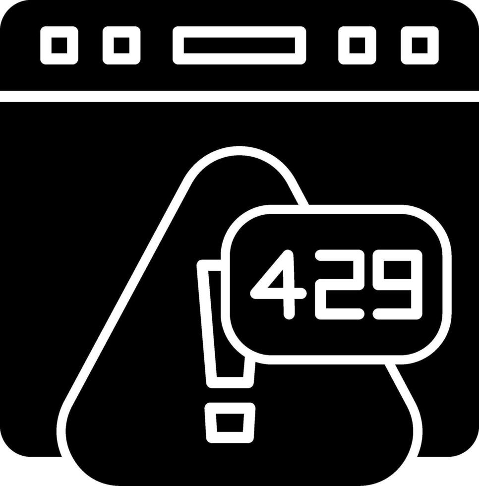 Error 429 Too Many Requests Throttle Glyph vector