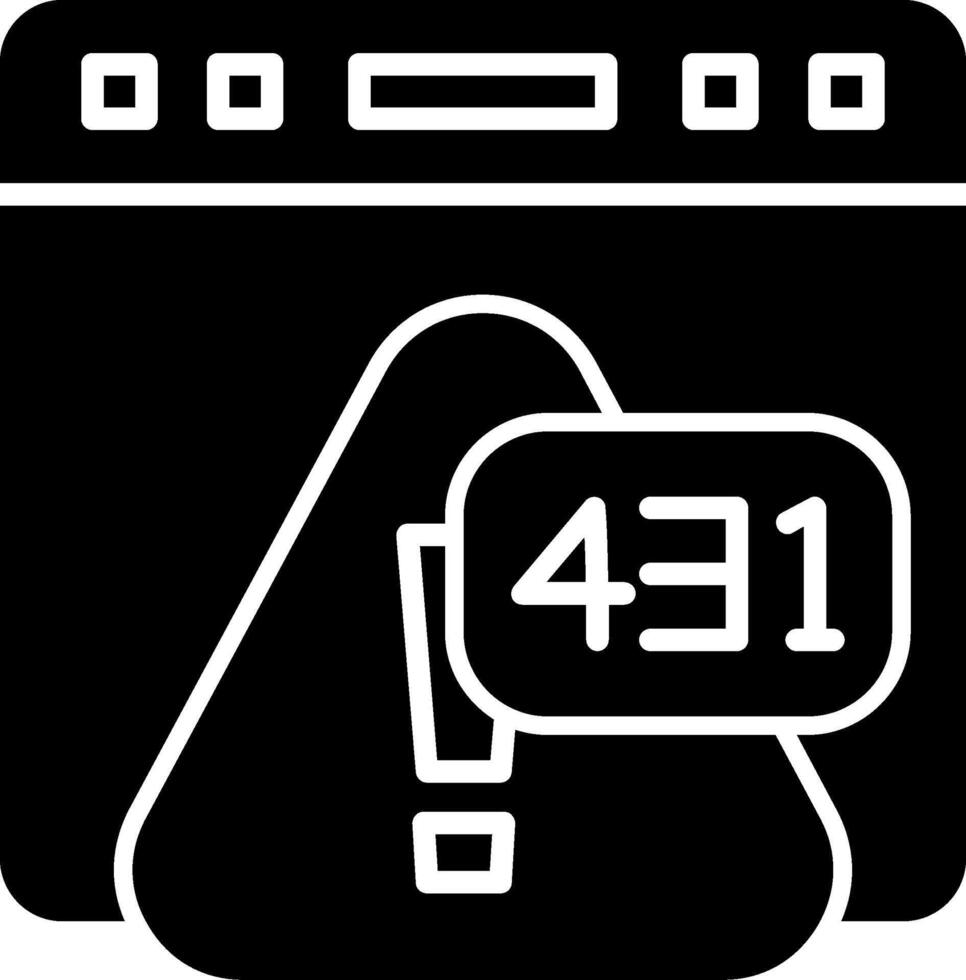 Error 431 Request Header Fields Too Large Glyph vector