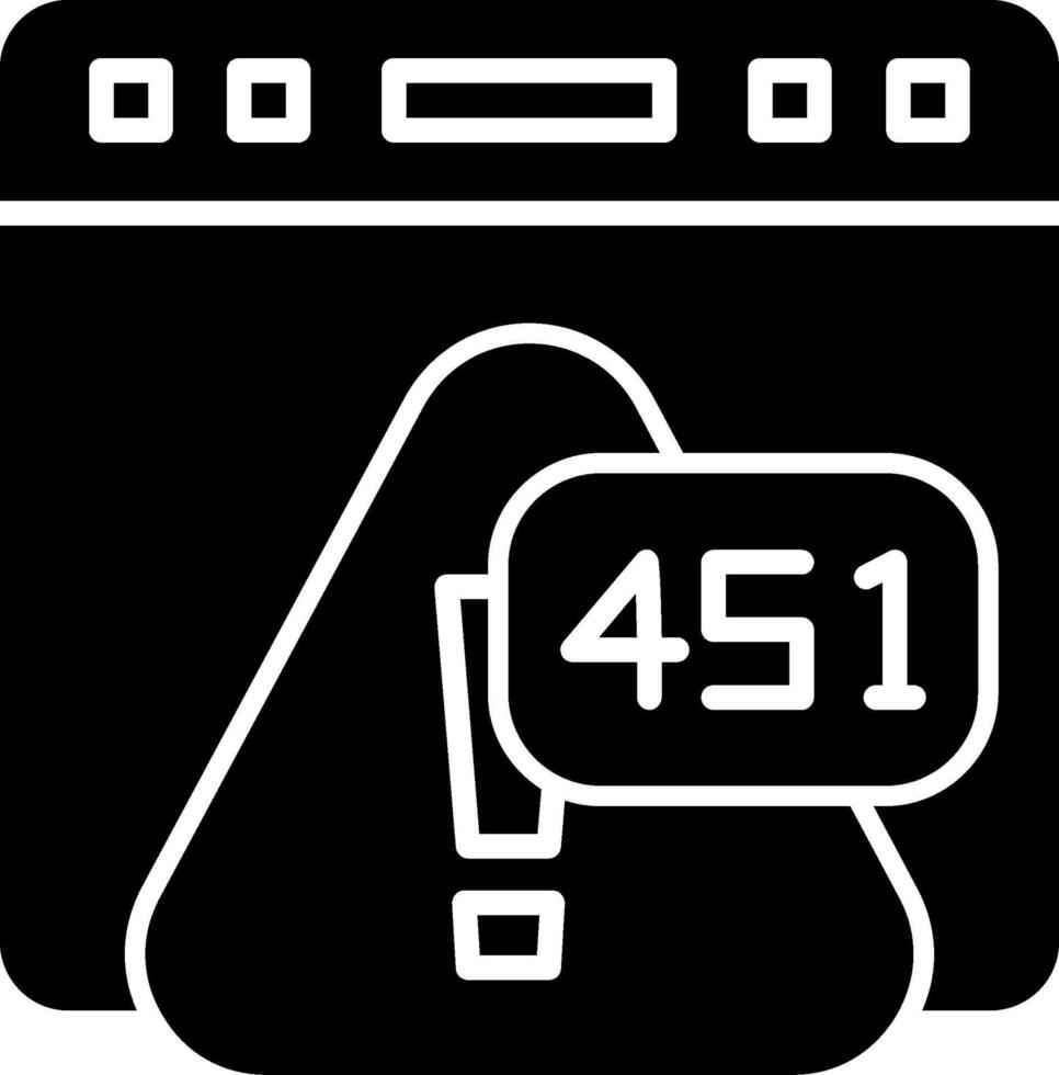 Error 451 Unavailable for Legal Reasons Glyph vector