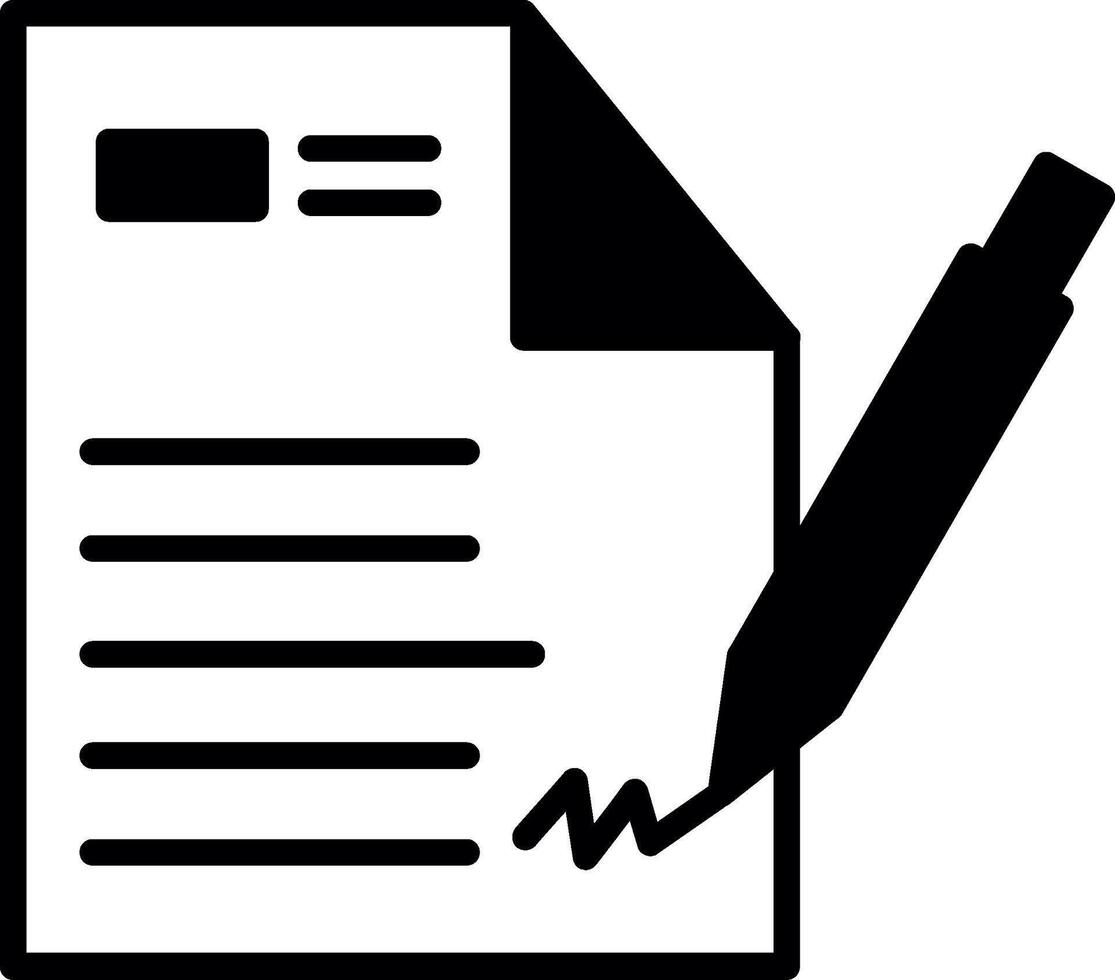 E Signature Document Signing Glyph vector