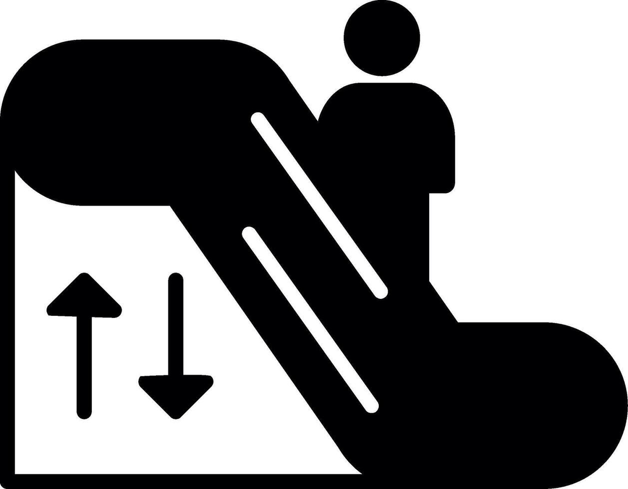 Moving Airport Escalator Glyph vector