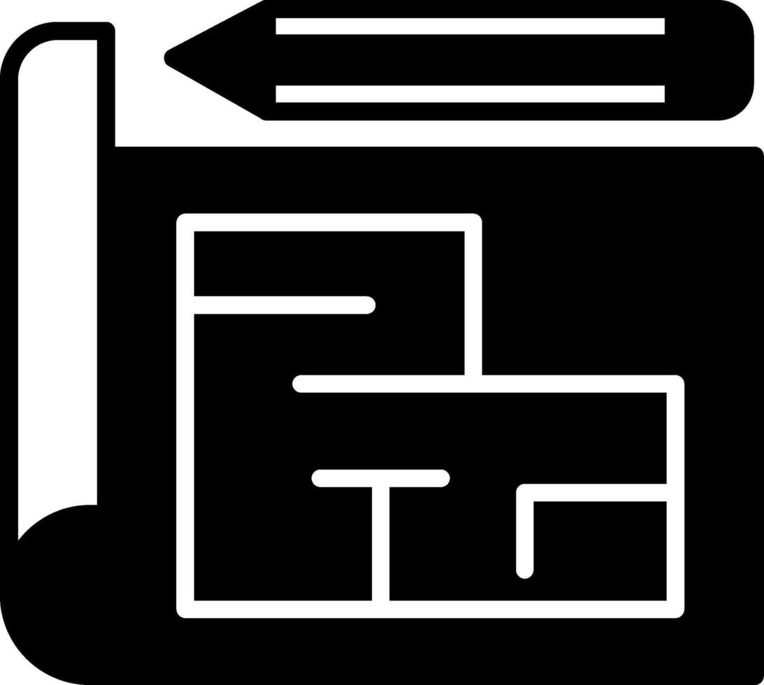 Technical Blueprint Drawing Glyph vector