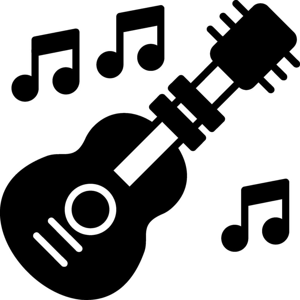Acoustic Wooden Guitar Glyph vector