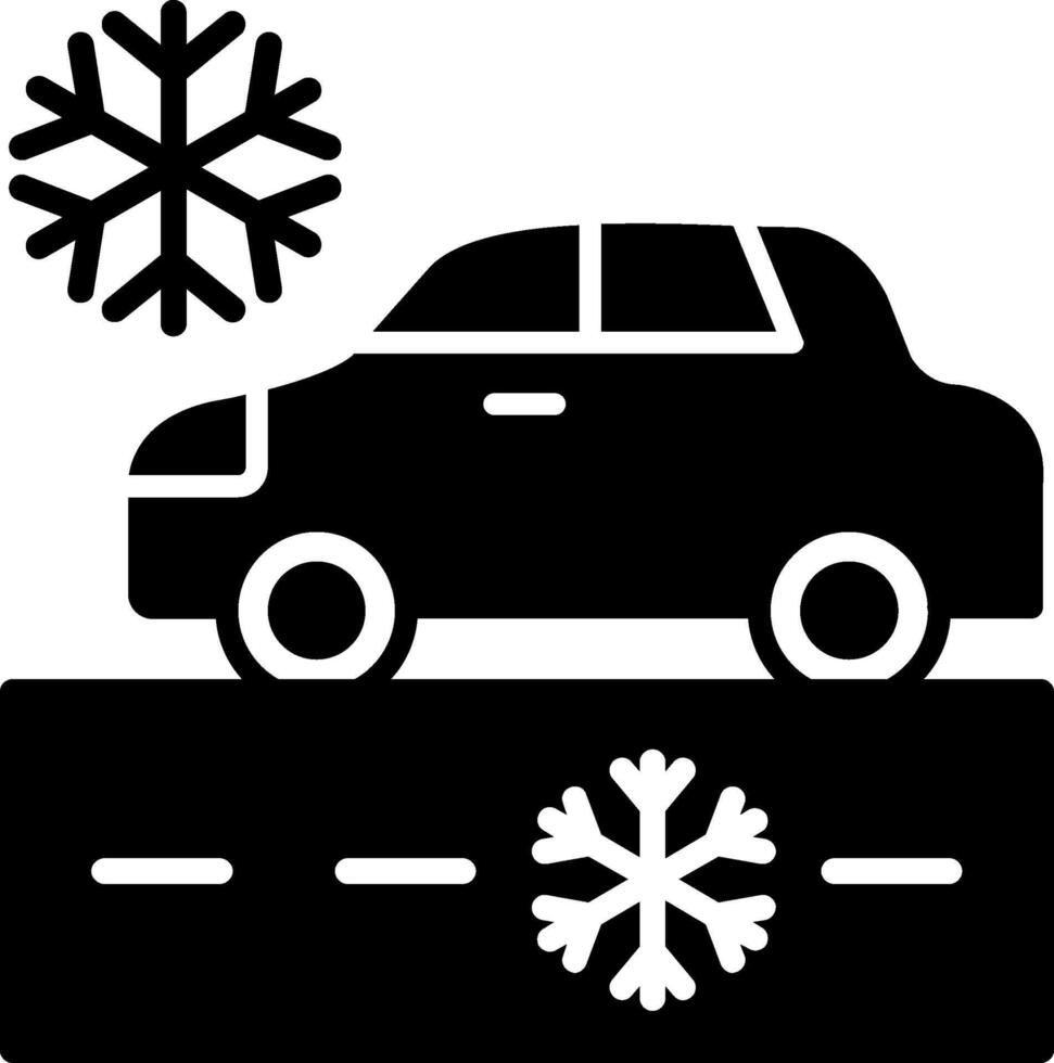 Snowy Road Driving Glyph vector