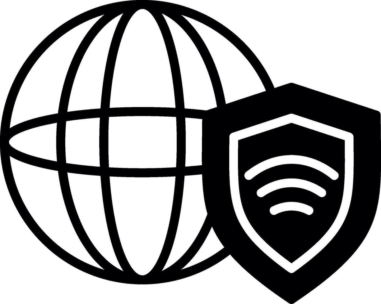 Secured VPN Remote Connection Glyph vector