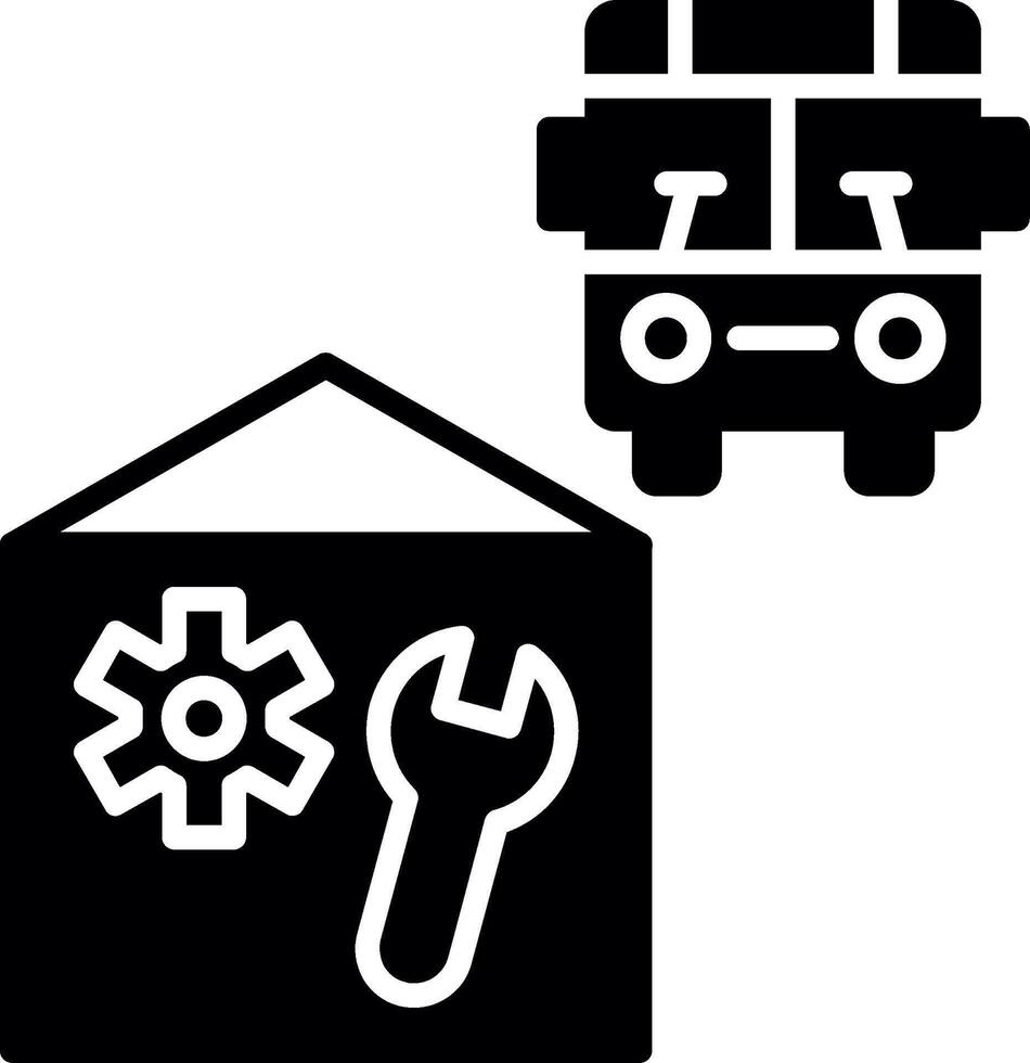 Bus Maintenance Service Area Glyph vector