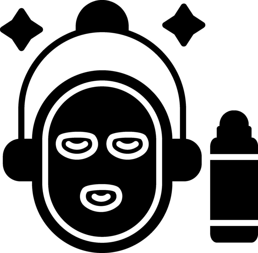 Skin Firming Silver Mask Glyph vector