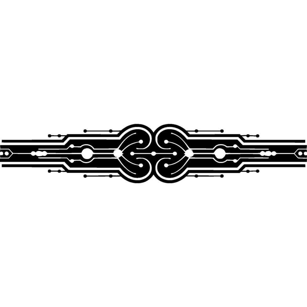 Abstract Tech Circuitry , Minimalist Black White Ornament. vector