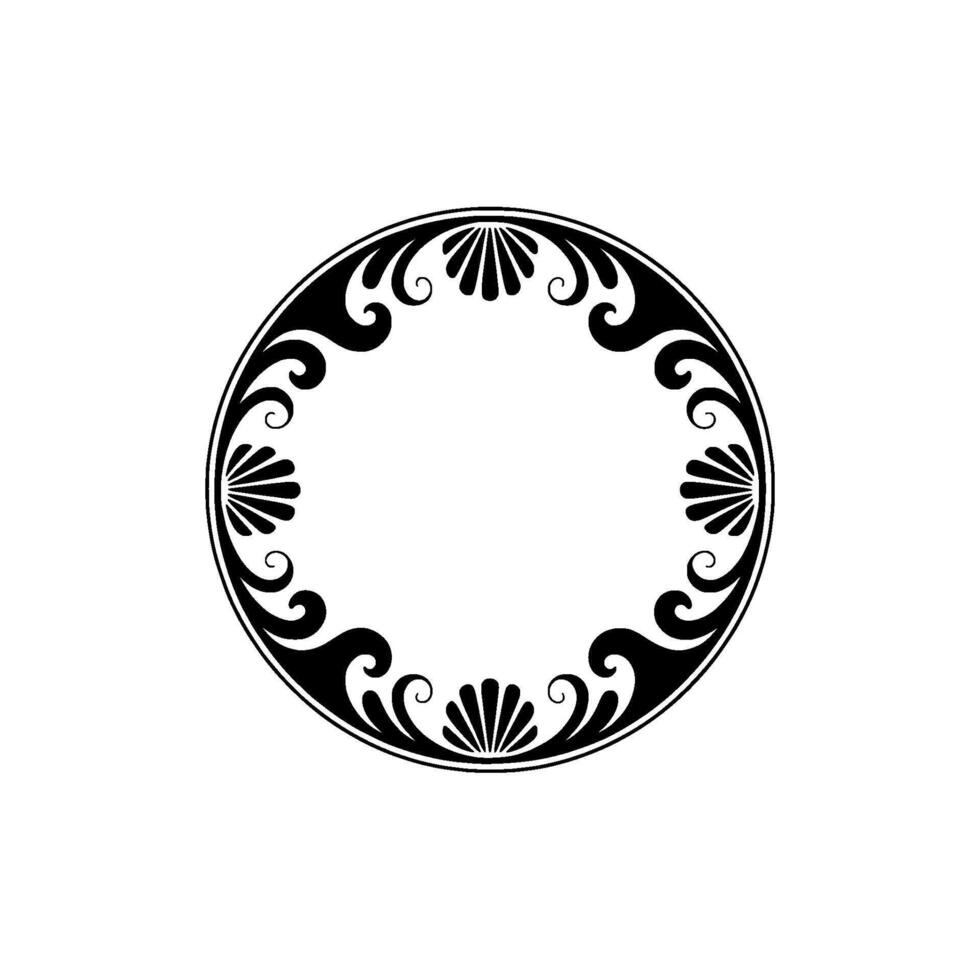 Elegant Black Circular Decorative Frame on White Background. vector