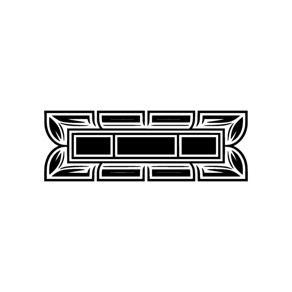 Geometric Ornamental Element in Black White. vector