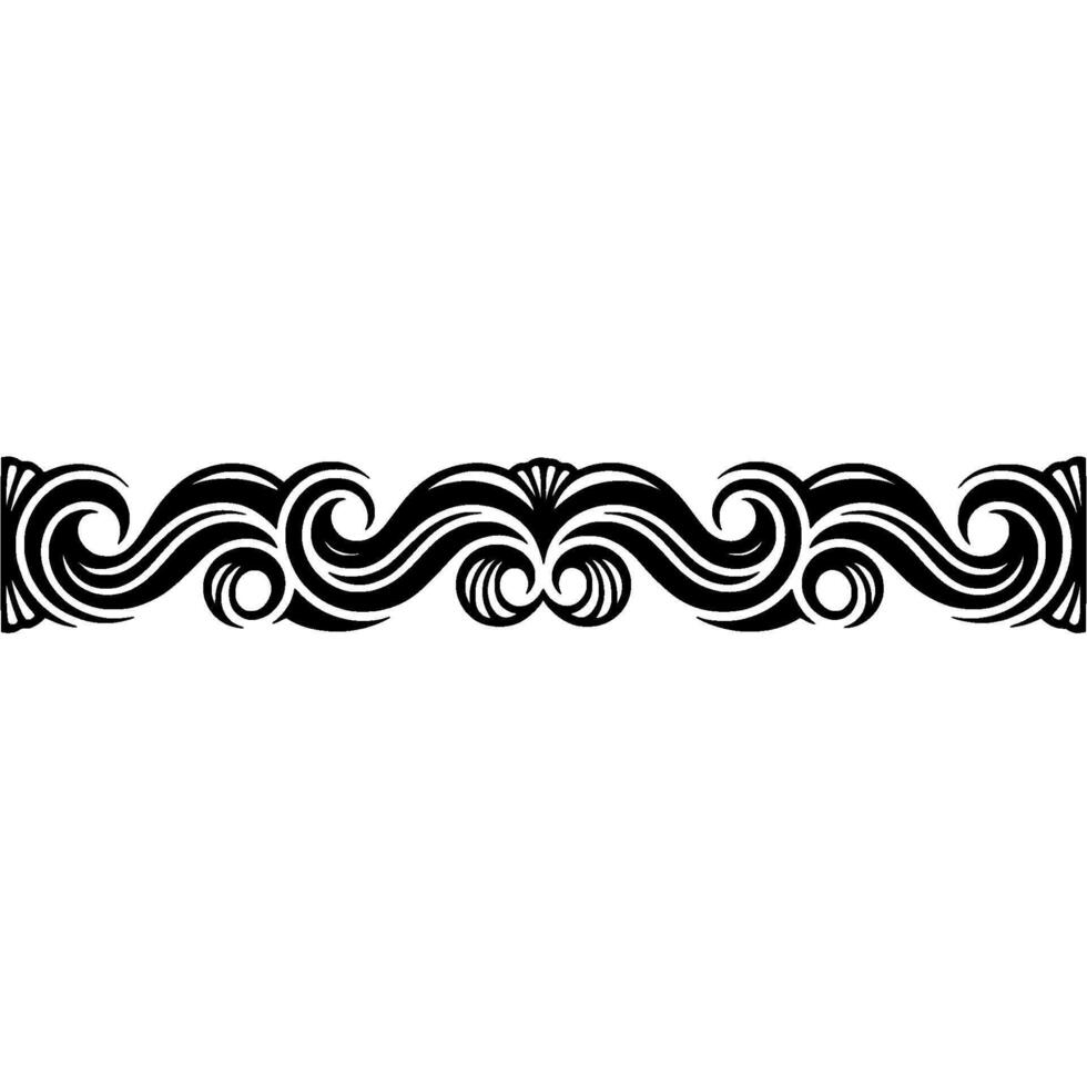 Ornamental Black Swirl Border on White Background, Decorative Element. vector