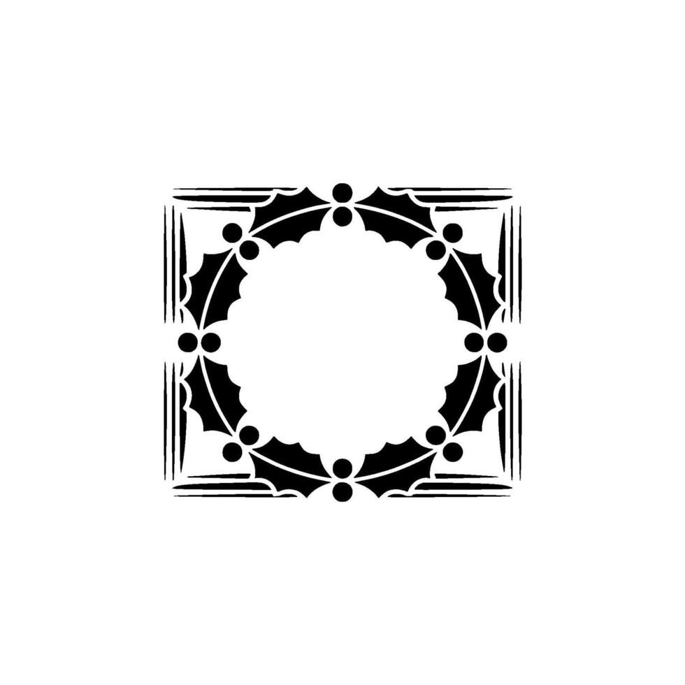 Minimalist Christmas Holly Wreath Frame on White Background. vector
