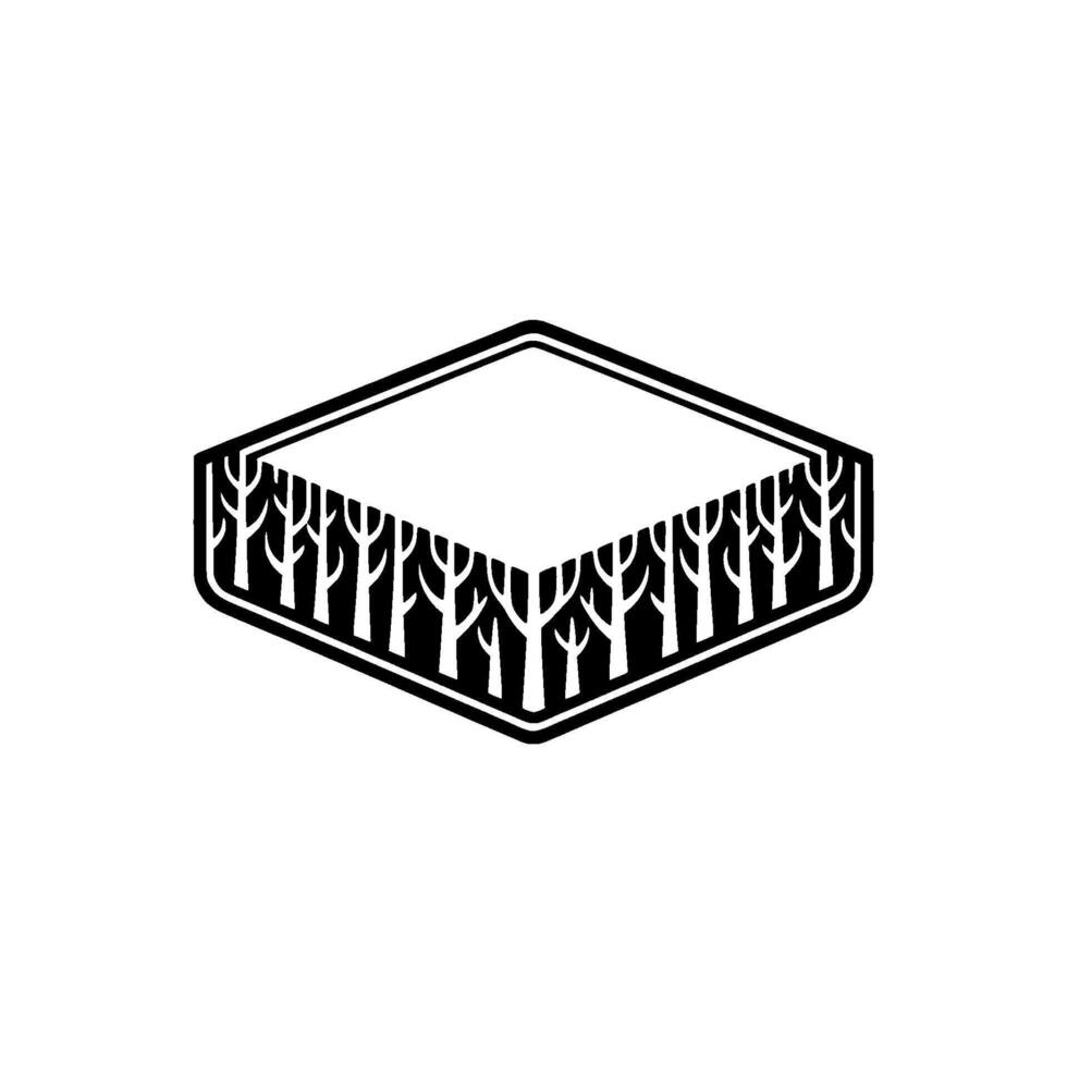 Minimalist Forest Illustration, Black White Isometric. vector