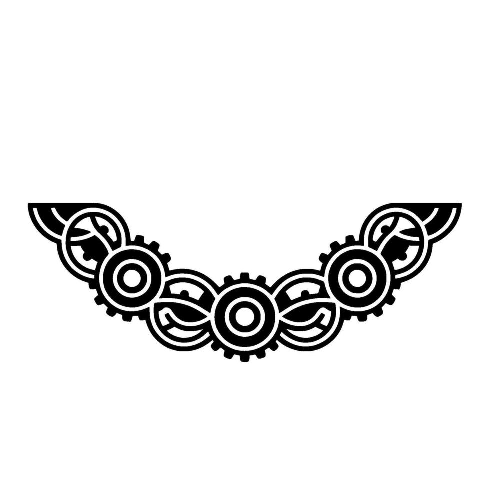 Steampunk-Inspired Gear Wing Embellishment, Minimalist Black White. vector