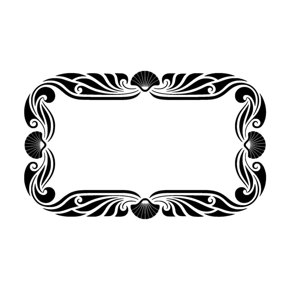 Art Nouveau Frame, Black and White Decorative Border, Illustration. vector