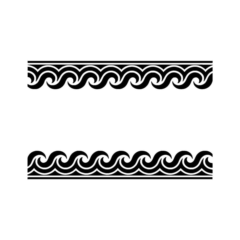 Geometric Wave Border - Black White Decorative Element. vector