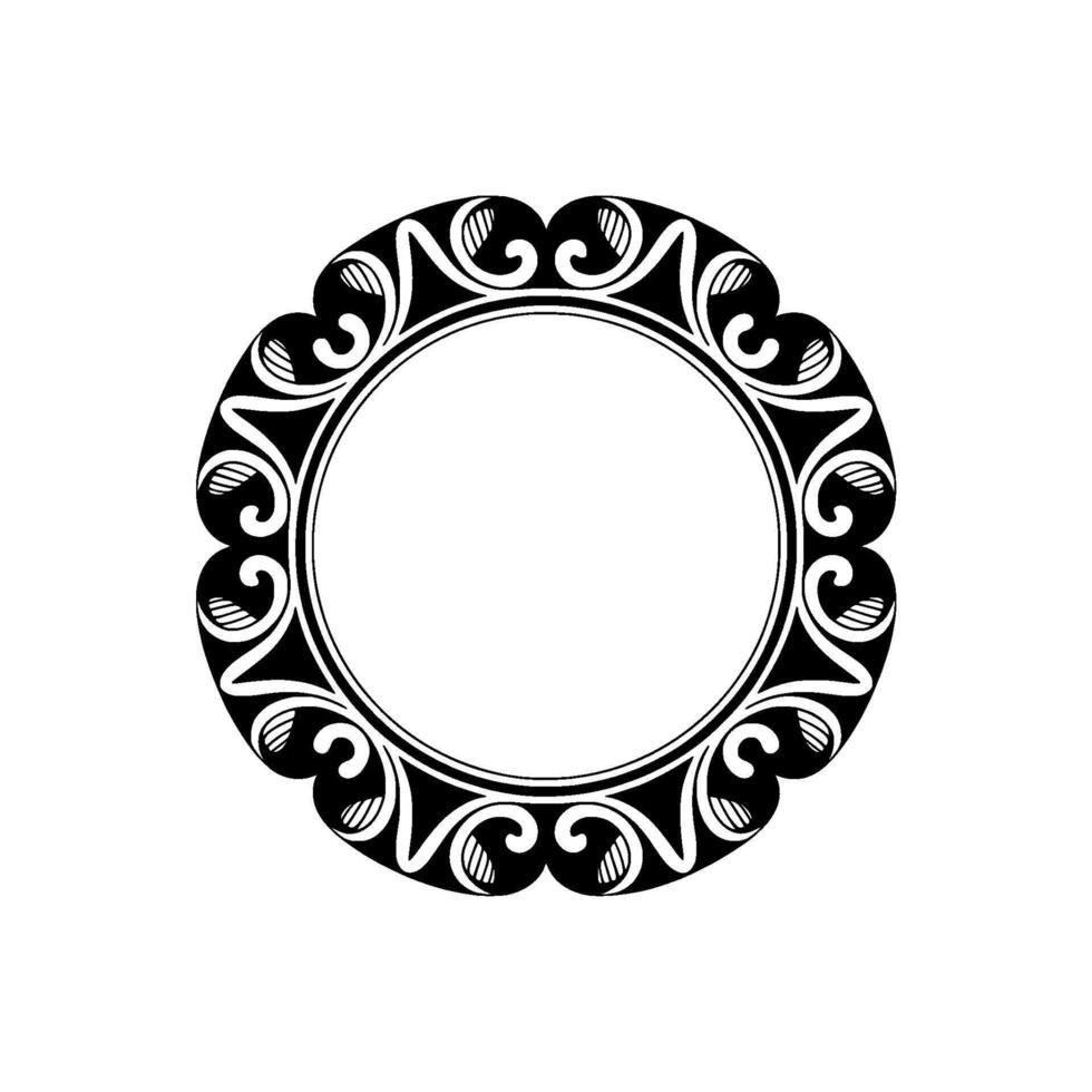 Decorative Circular Frame in Black White, Vintage. vector