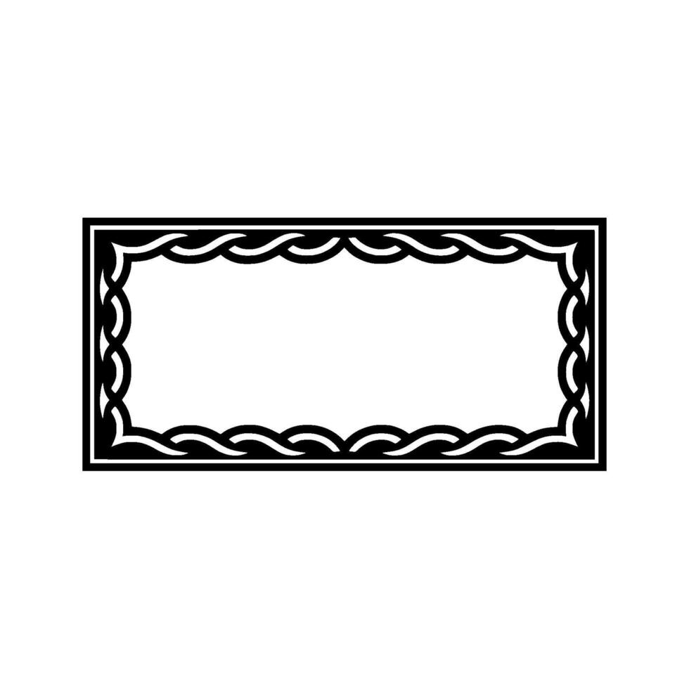 Elegant Black Frame Border with Ornamental Wavy on White Background. vector