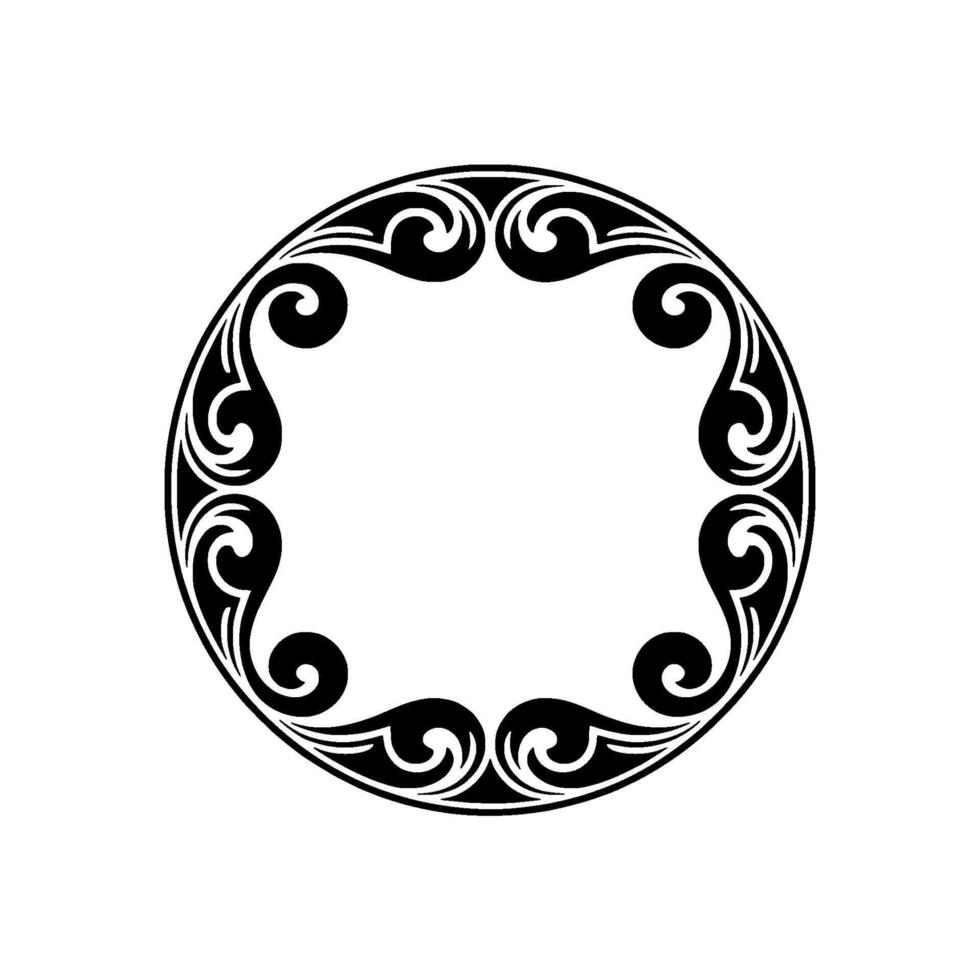 Elegant Decorative Black White Circular Frame Element for. vector
