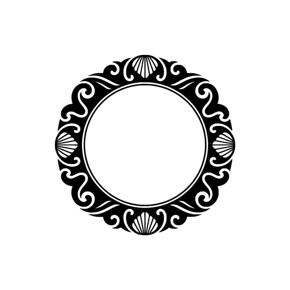 Elegant Black Frame with Seashell Motif - Decorative Element. vector