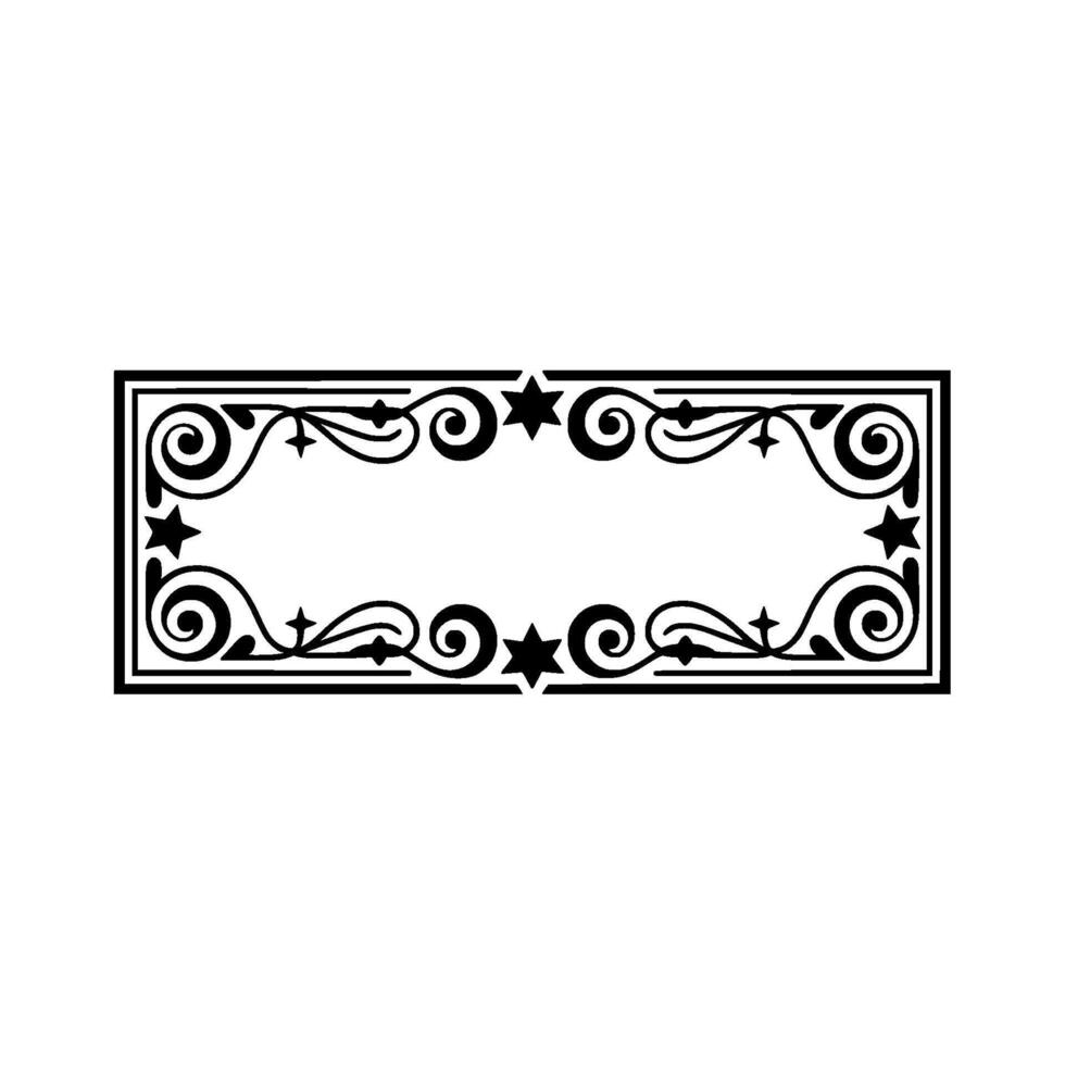 Elegant Black White Ornamental Frame, Art, Blank Space. vector