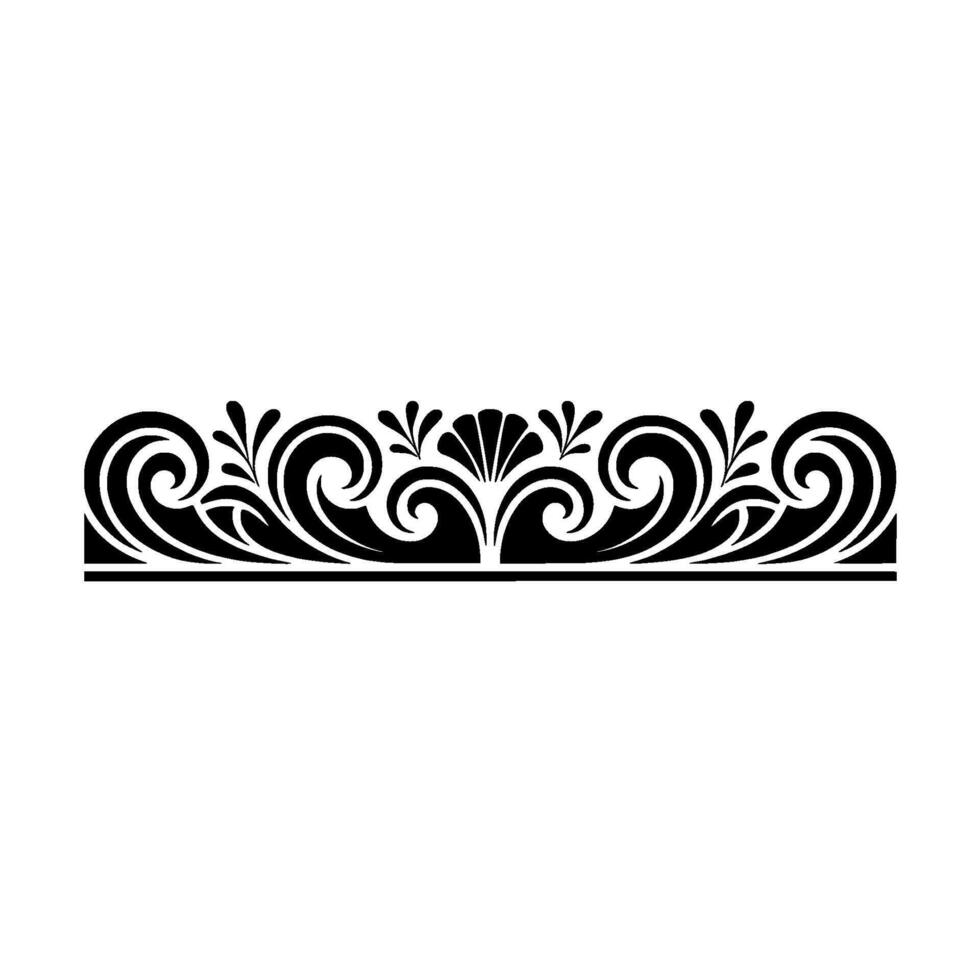 Elegant Black White Decorative Border Element, Swirls Flourishes. vector
