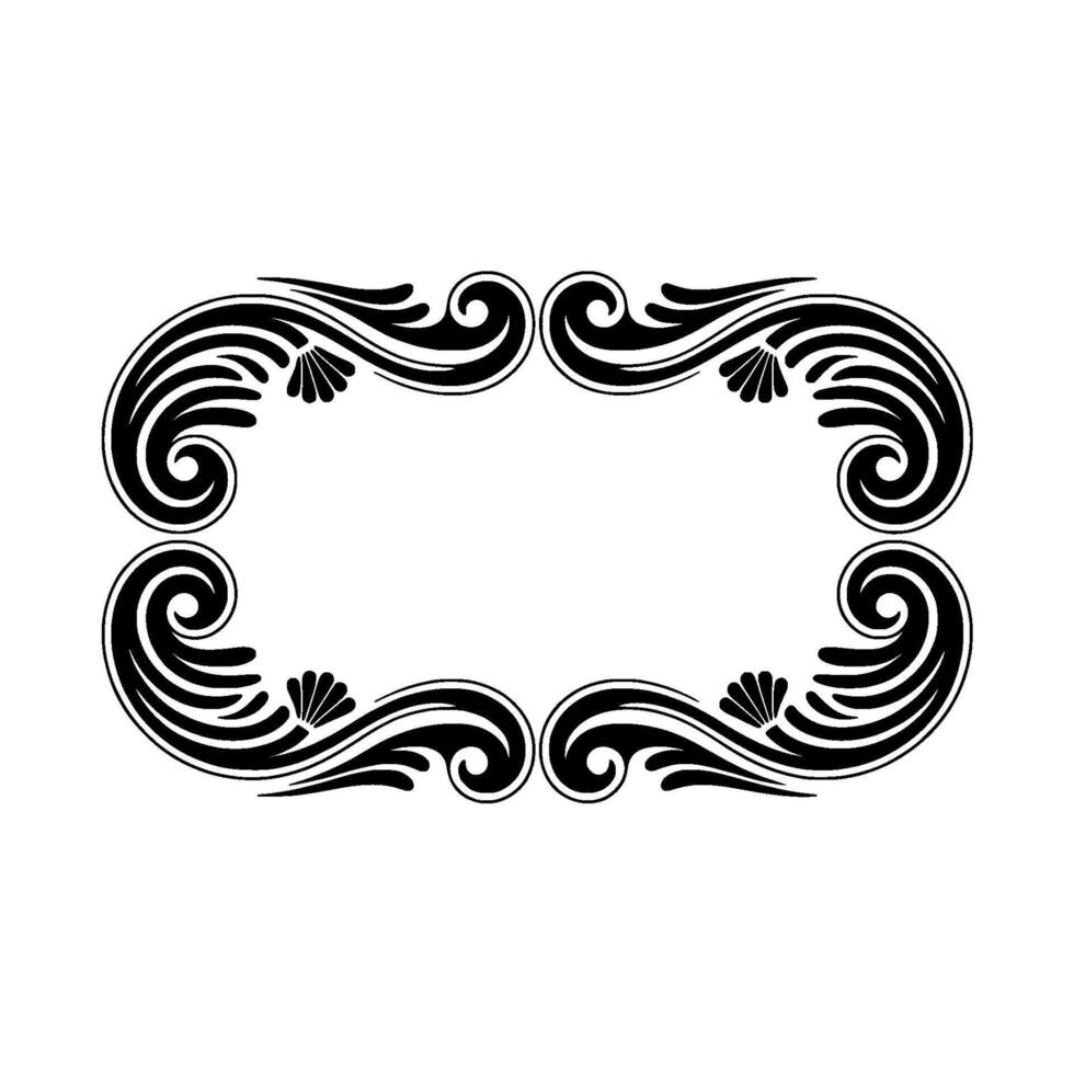 Elegant Black Swirl Frame on Cream Background. vector