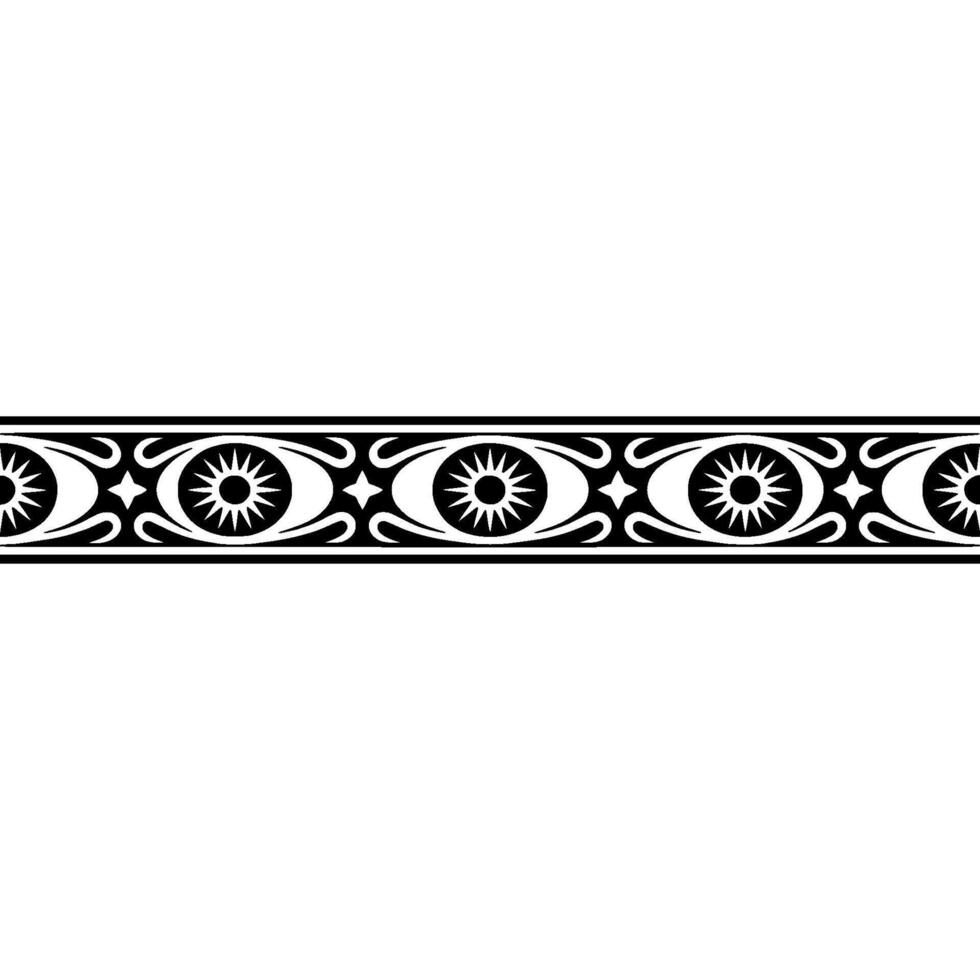 Geometric Eye Pattern Border on White Background, Ornamental. vector