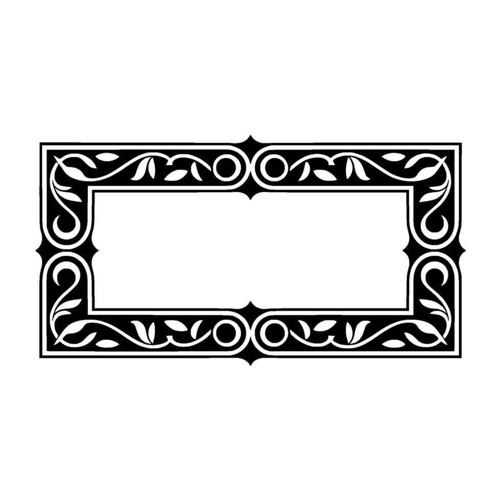 Elegant Black White Floral Frame , Illustration. vector