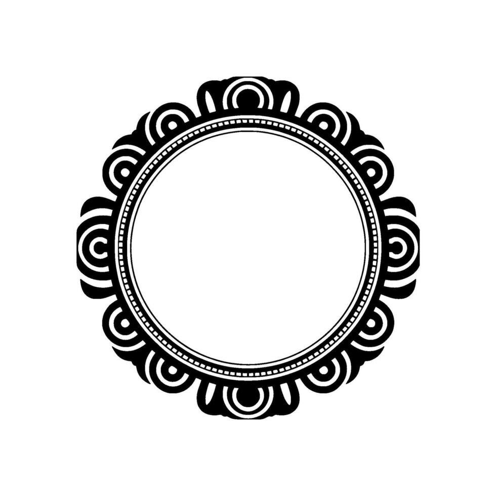 Ornamental Circle Frame Black and White, Decorative. vector