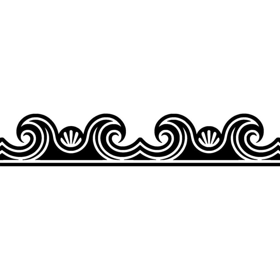 Wave Border Ornament - Black White Decorative. vector